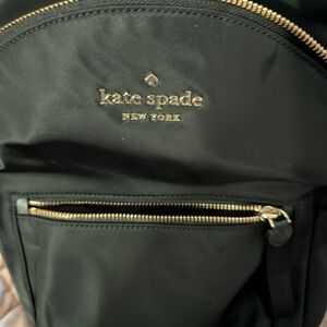 4 Items kate spadebun Black Nylon Backpack with Gold Hardware